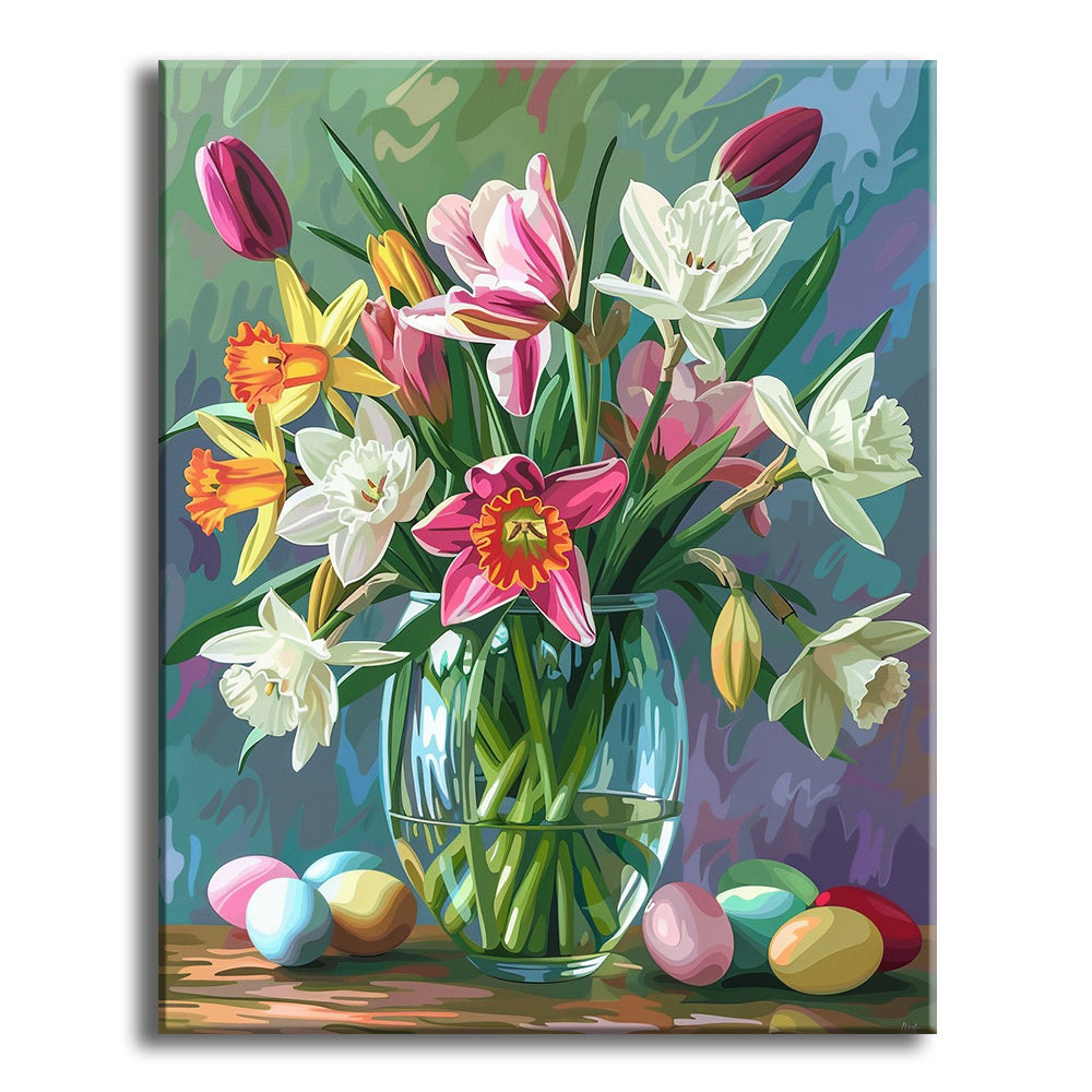Spring Blossoms & Easter Eggs – Paint by Numbers Kit