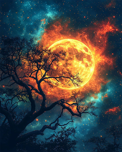 Dreamlike mountain world in the light - paint by numbers