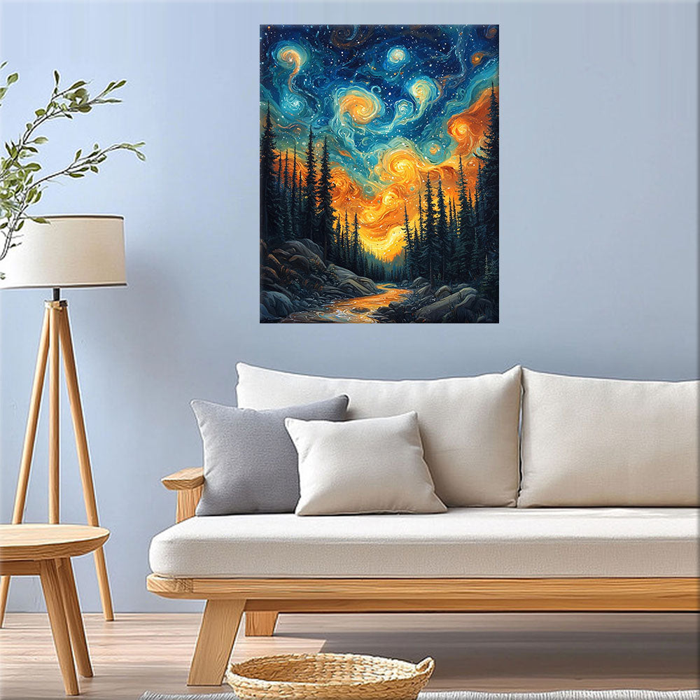 Starry Sky River Magic - Paint by Numbers