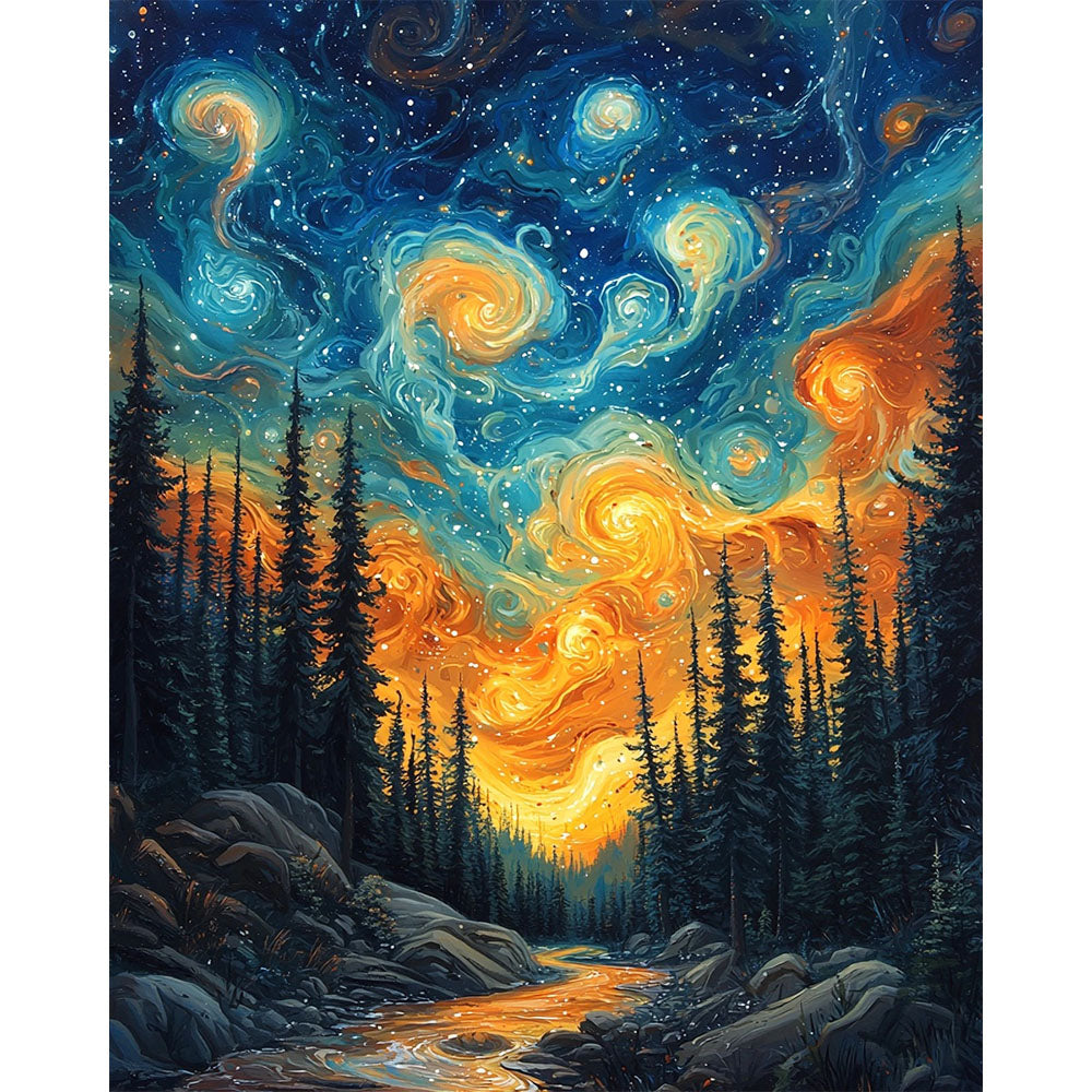 Starry Sky River Magic - Paint by Numbers