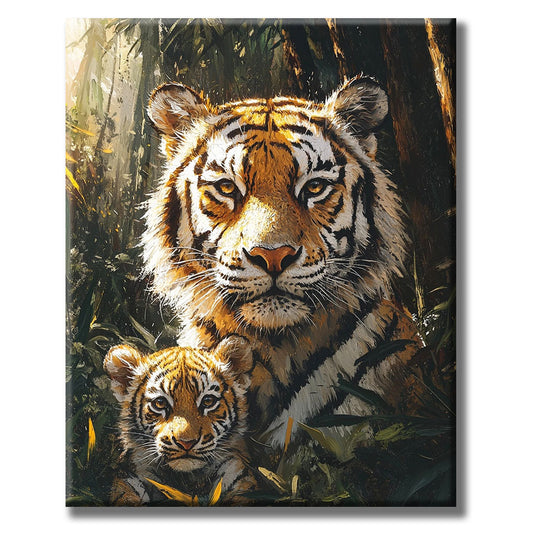 Tiger Family in Secret - Paint by Numbers