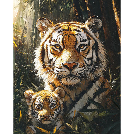 Tiger Family in Secret - Paint by Numbers