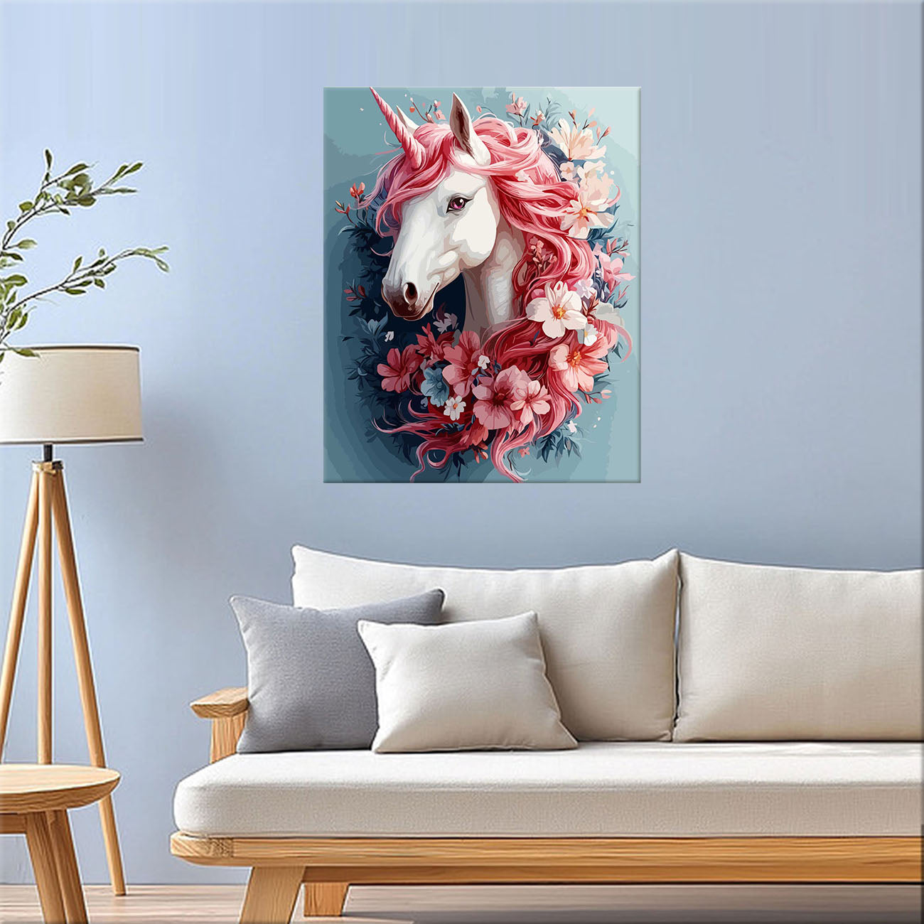 Dreamy unicorn with flowers - paint by numbers