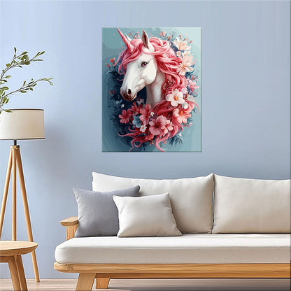 Dreamy unicorn with flowers - paint by numbers