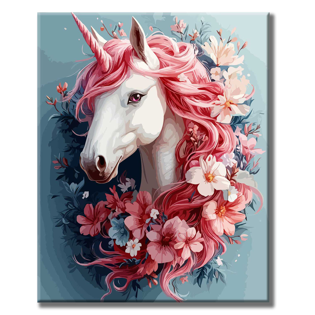 Dreamy unicorn with flowers - paint by numbers