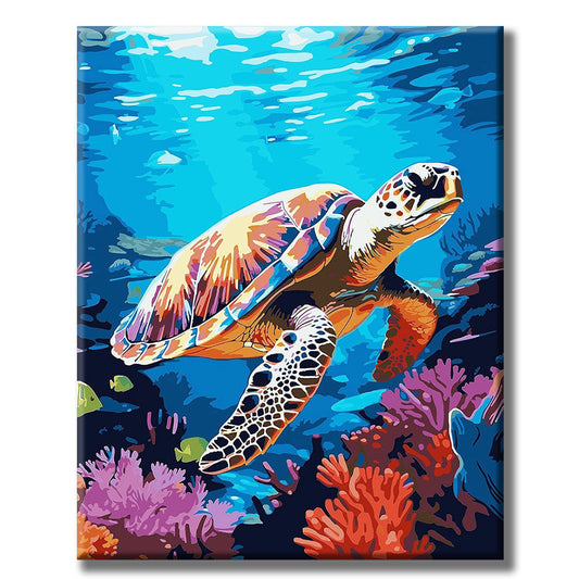 Turtle in the Coral - Sea Paradise - Painting by Numbers