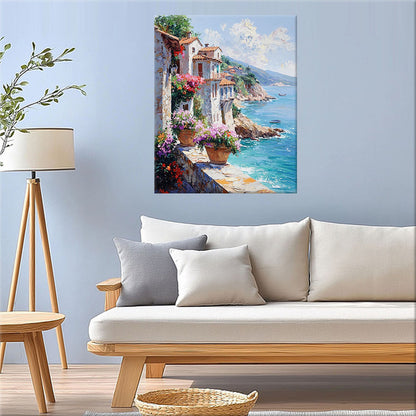 Waterfront promenade in sunlight - paint by numbers