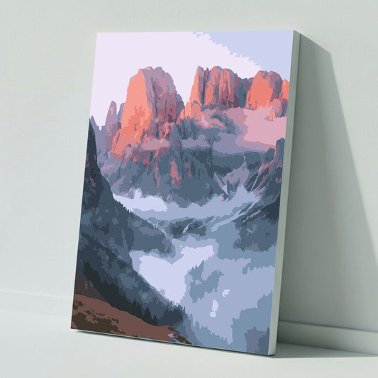 Snowy valleys at sunset - Paint by numbers