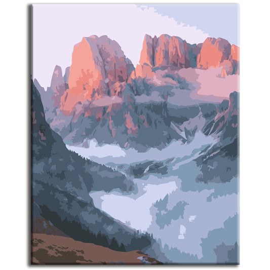 Snowy valleys at sunset - Paint by numbers