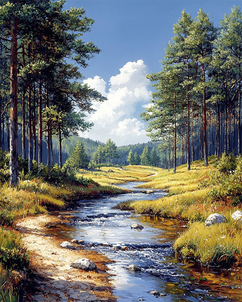 Dreamlike mountain world in the light - paint by numbers