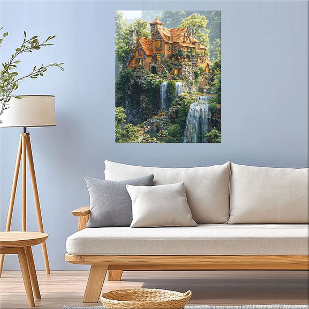 Dreamlike mountain world in the light - paint by numbers