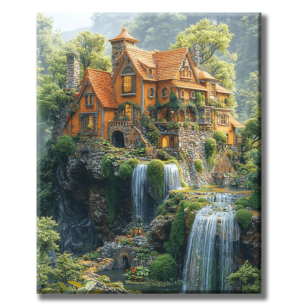 Dreamlike mountain world in the light - paint by numbers