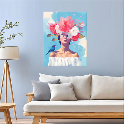 White Carrier Flower Head - Paint by Numbers