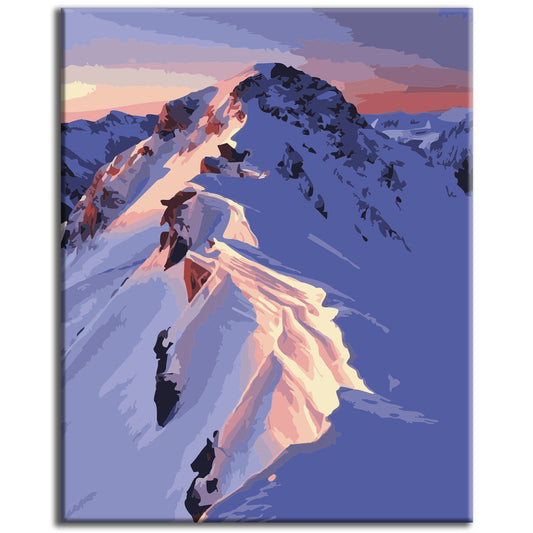 Wintery mountain trails - paint by numbers