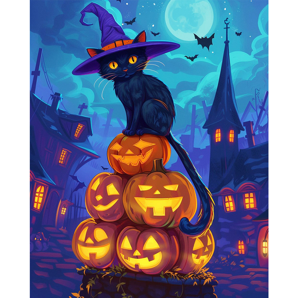 Witchy Cat's Halloween Magic – Paint by Numbers Kit