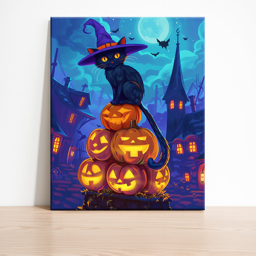 Witchy Cat's Halloween Magic – Paint by Numbers Kit