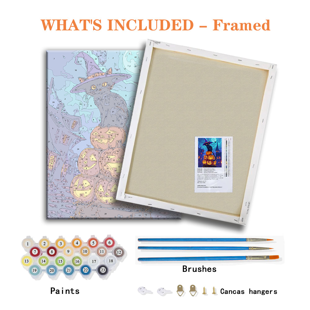 Witchy Cat's Halloween Magic – Paint by Numbers Kit