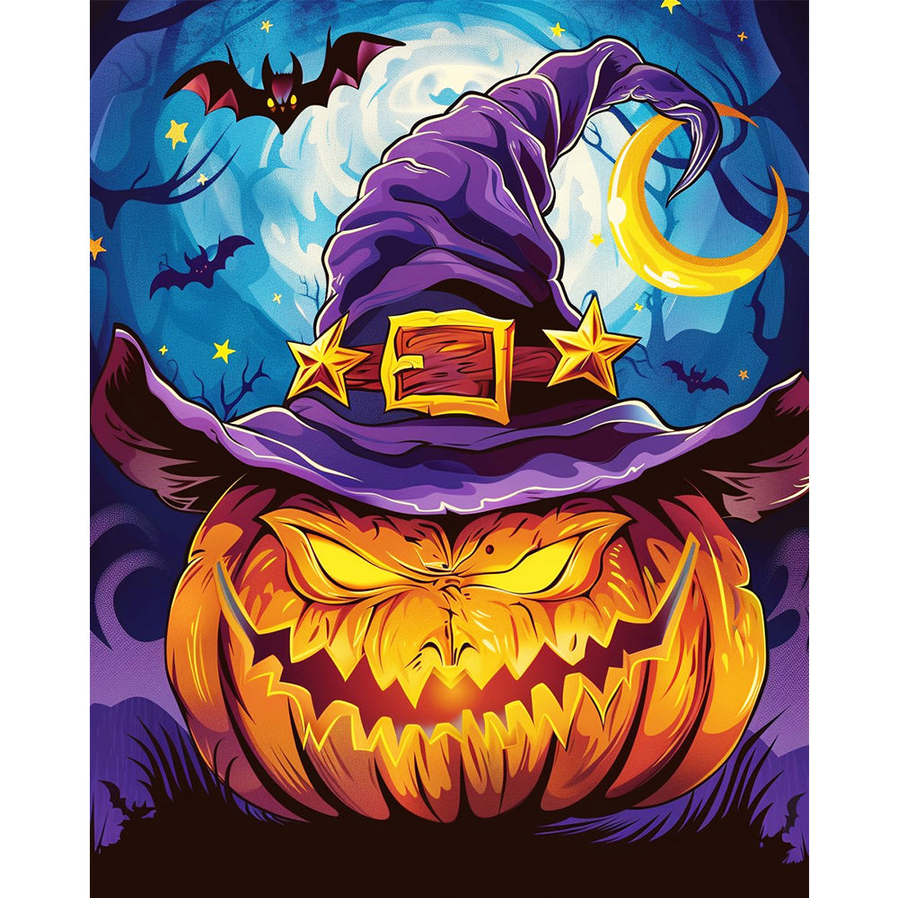 Witchy Pumpkin's Moonlight Dance – Paint by Numbers Kit