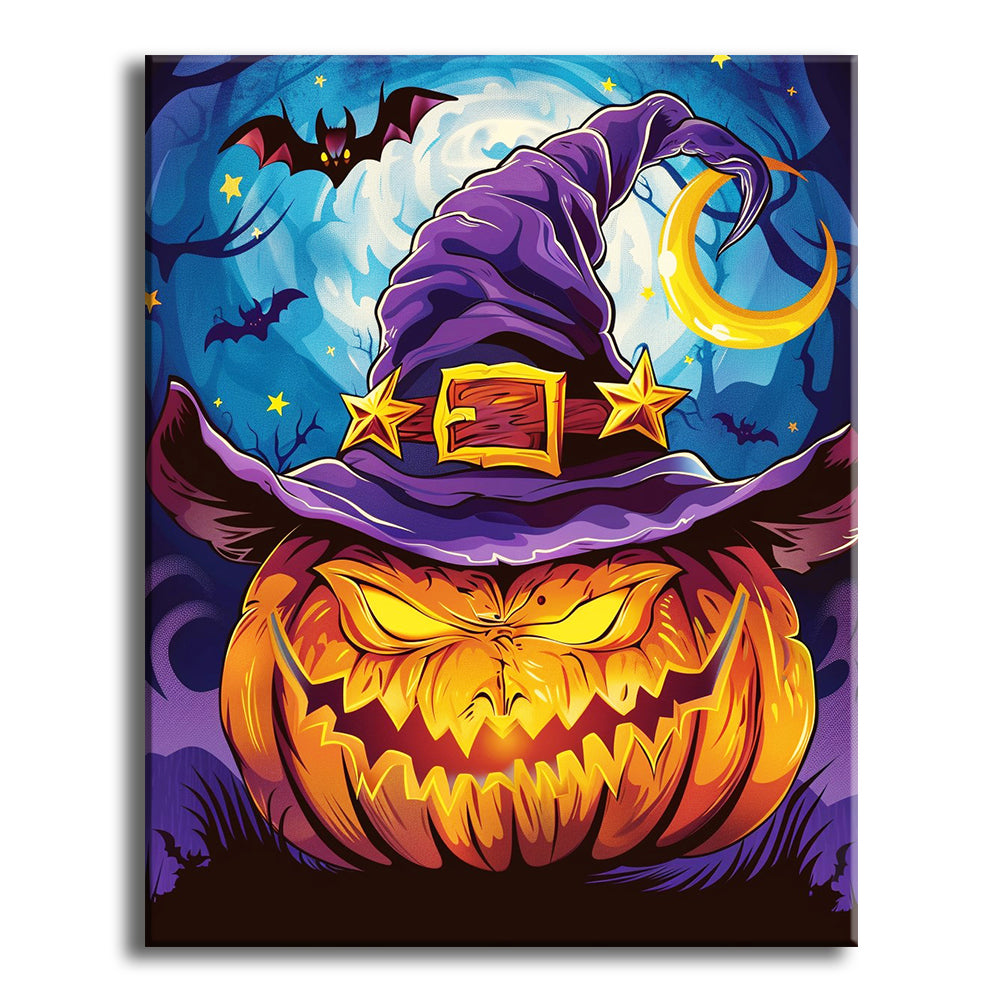 Witchy Pumpkin's Moonlight Dance – Paint by Numbers Kit