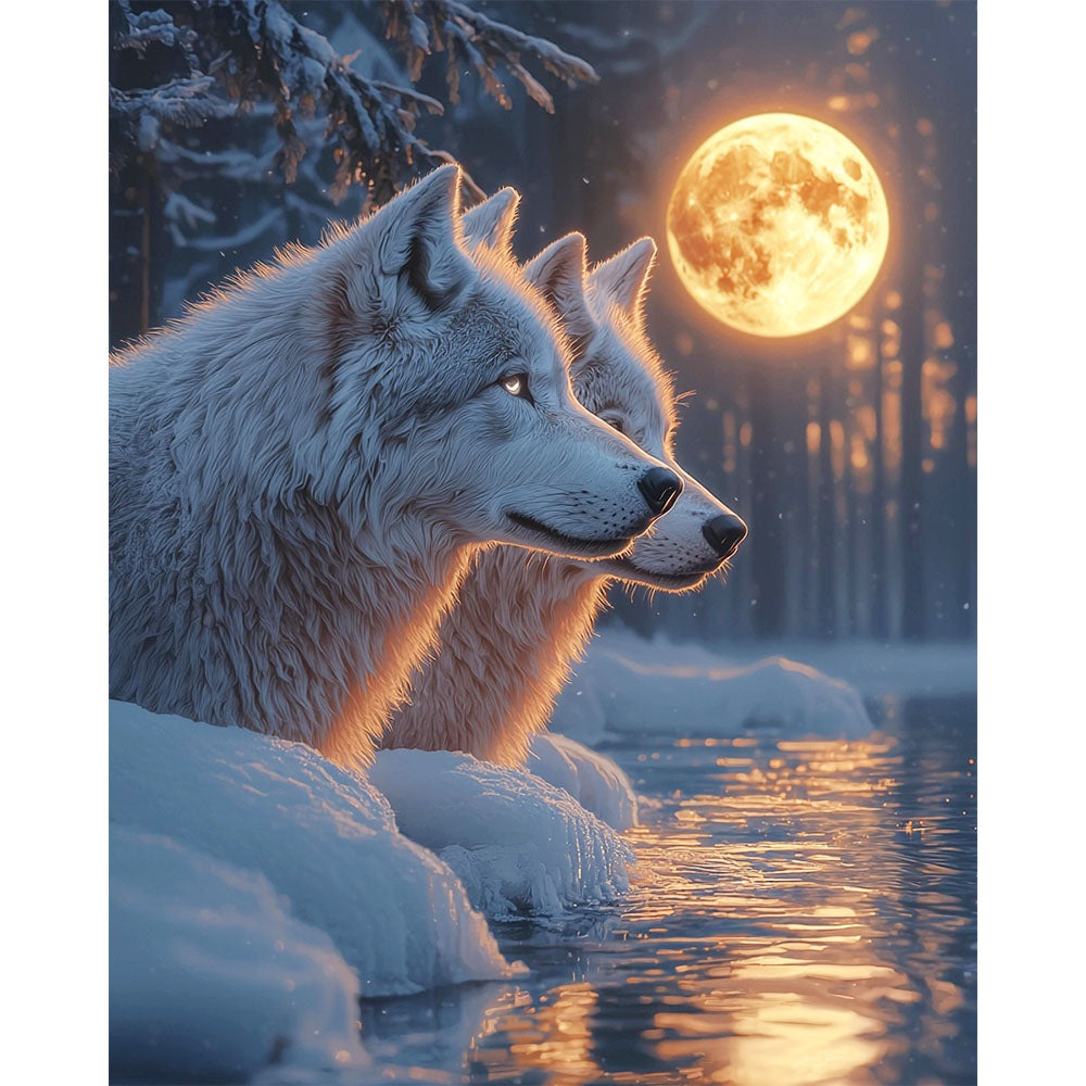 Wolves in the Moonlight - Paint by Numbers