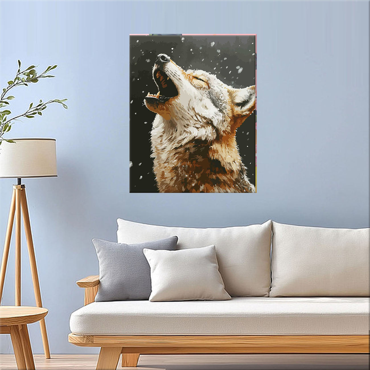 Wolf Howling in the Snow - Paint by Numbers