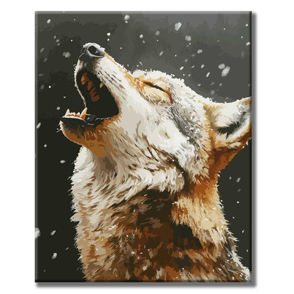 Wolf Howling in the Snow - Paint by Numbers