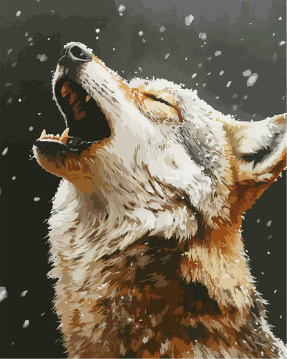 Wolf Howling in the Snow - Paint by Numbers